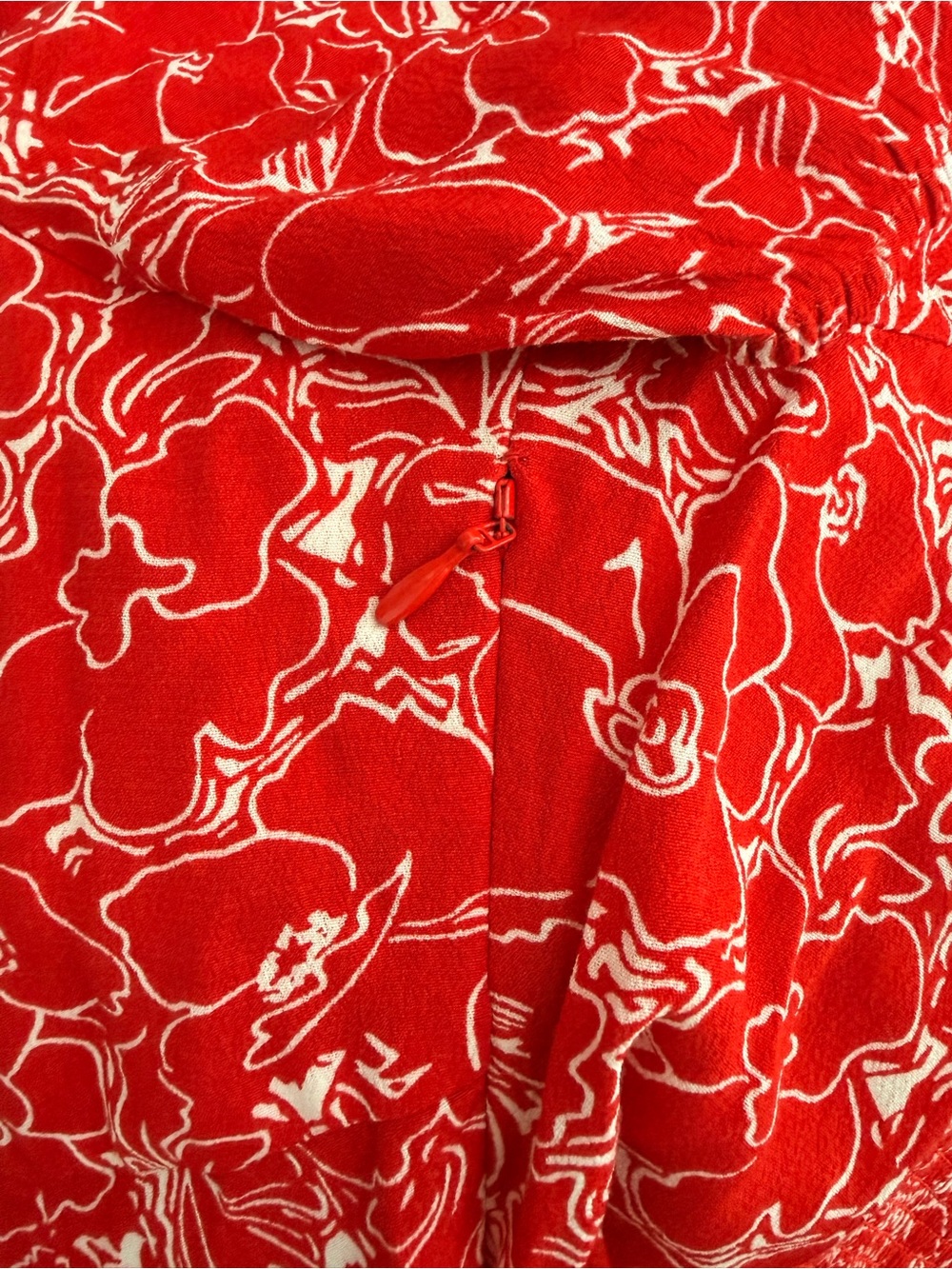 & Other Stories Red Floral Ruched Midi Dress Women EU 38 US 8 Viscose Side Slit - Picture 10 of 11